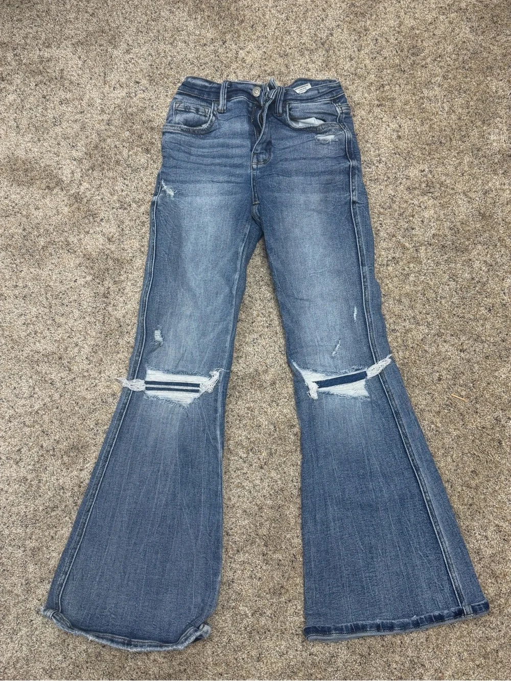 Flying Monkey Dark Blue Distressed Flare Jeans
